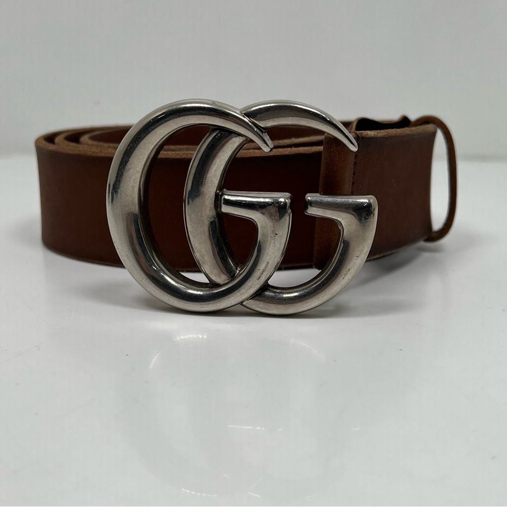 Gucci GG Brown Leather Belt Size 110 - 44